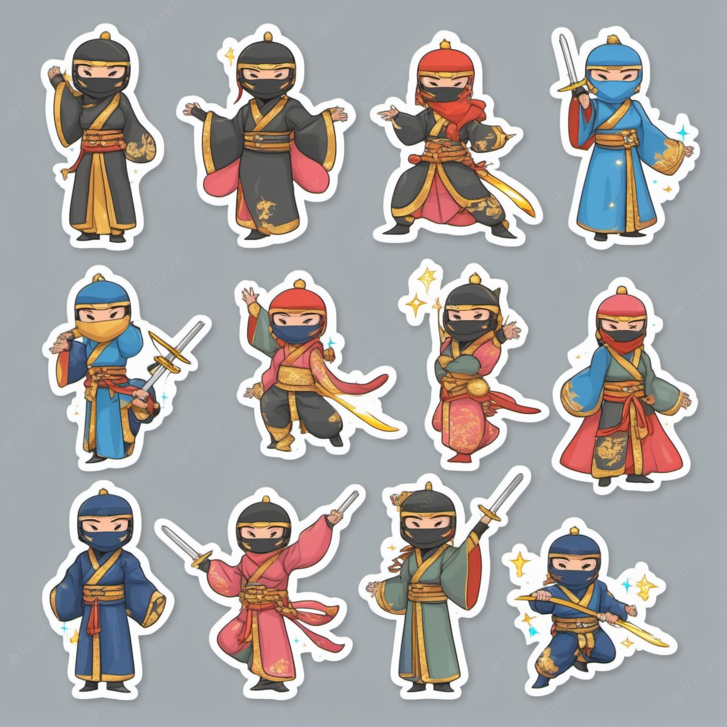 00098-20230831115344-7780-Super sparkle ninja woman StickerSheet  _lora_SDXL-StickerSheet-Lora_1_, Very detailed, clean, high quality, sharp image, Empero.jpg